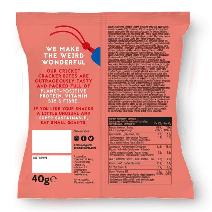 CRACKERS PROTEICI CON FARINA DI GRILLO, 80G , POMODORO E ORIGANO