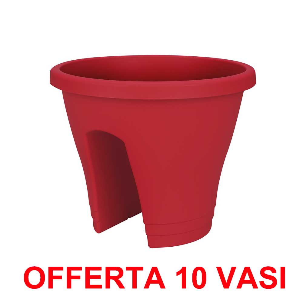 OFFERTA 10 VASO CORSICA FLOWER BRIDGE 30CM  ROSSO MIRTILLO
