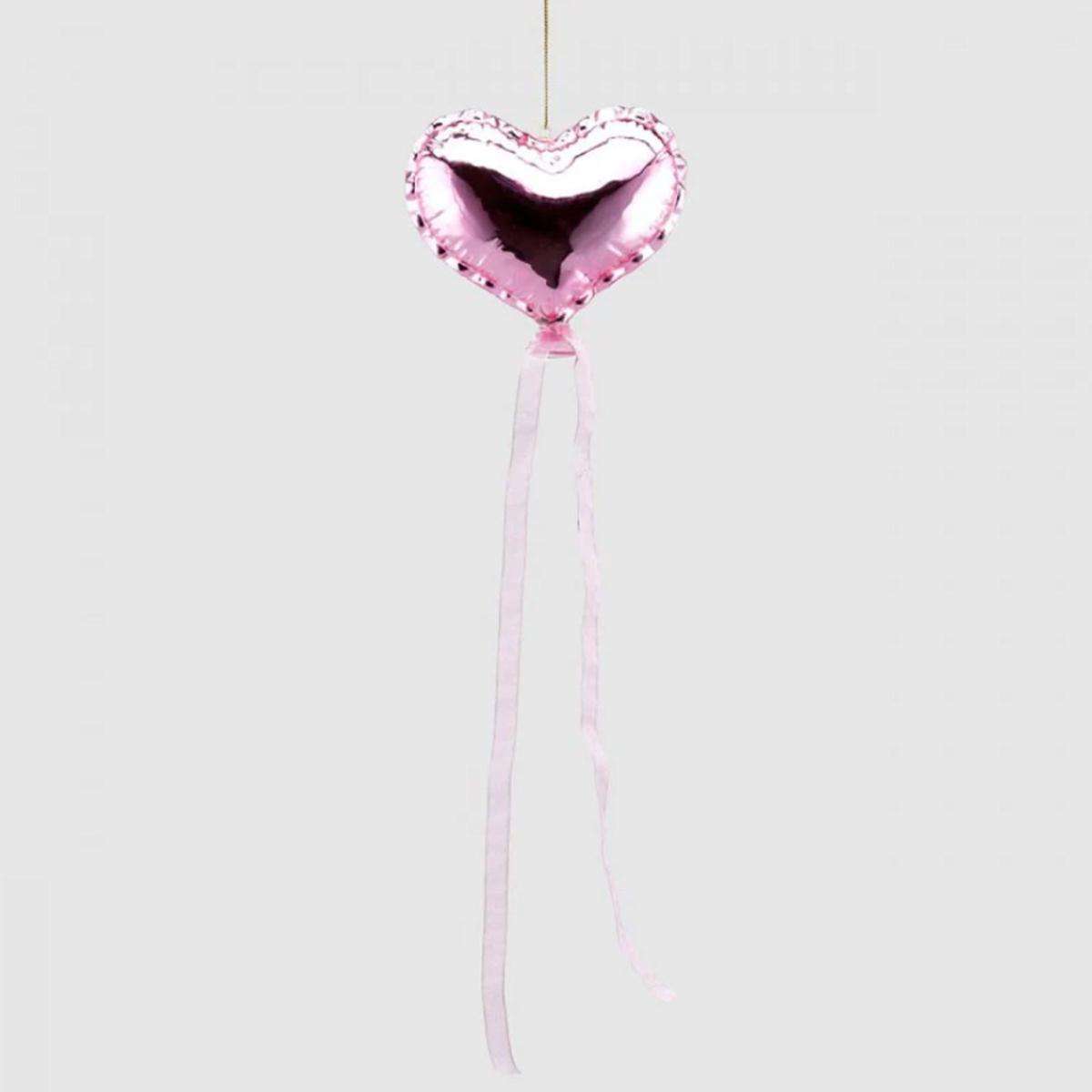 Pendaglio Cuore Rosa Vetro Soffiato 12cm EDG