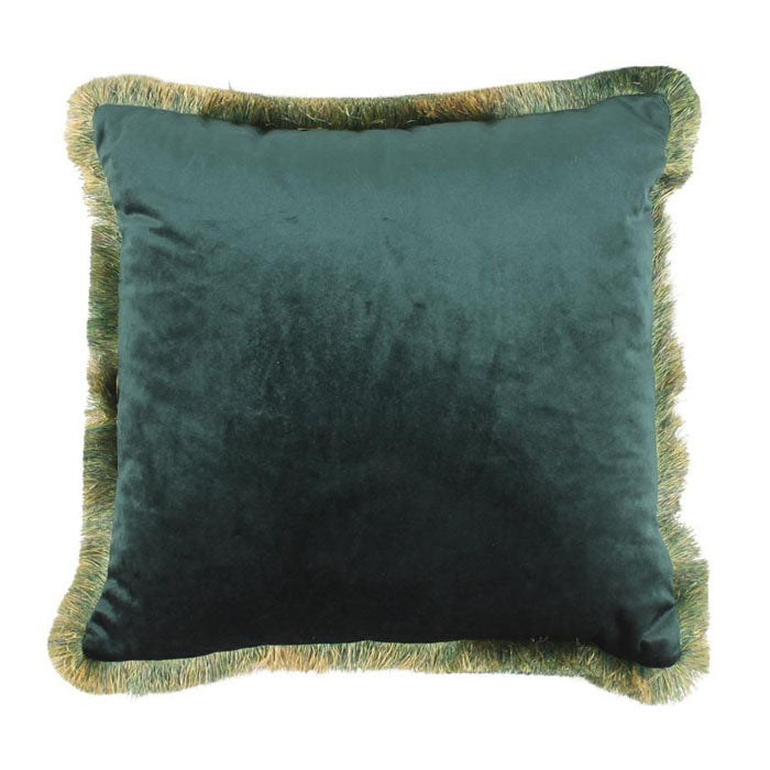 CUSCINO CON FRANGE, 45X45CM, VERDE SMERALDO