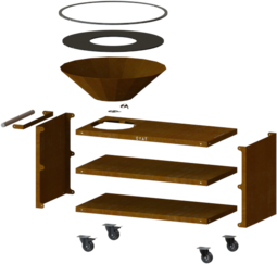 BARBECUE A BRACIERE PONTAILLAC 88 CON CARRELLO COGNAC