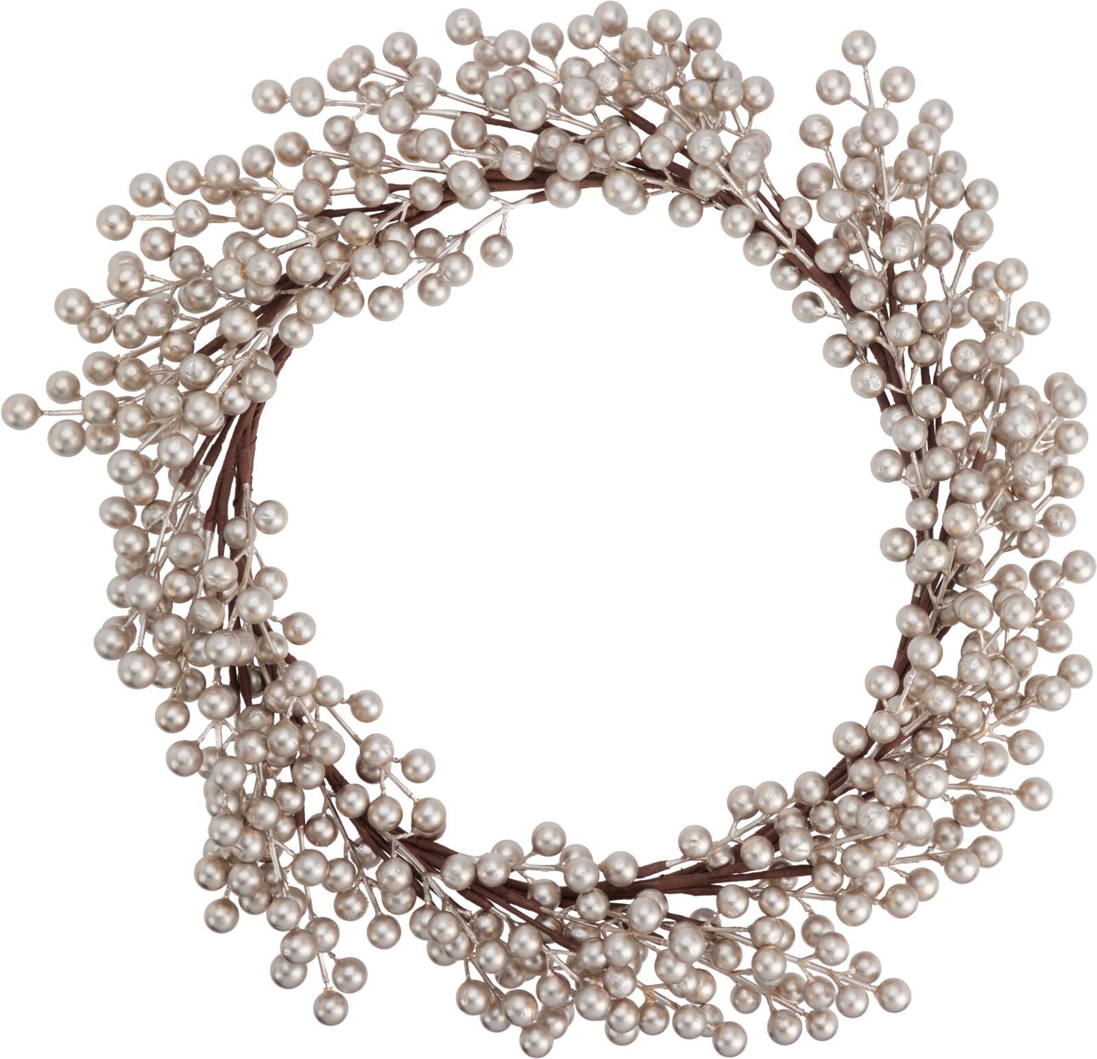 Corona decorativa con bacche color champagne, 50 cm