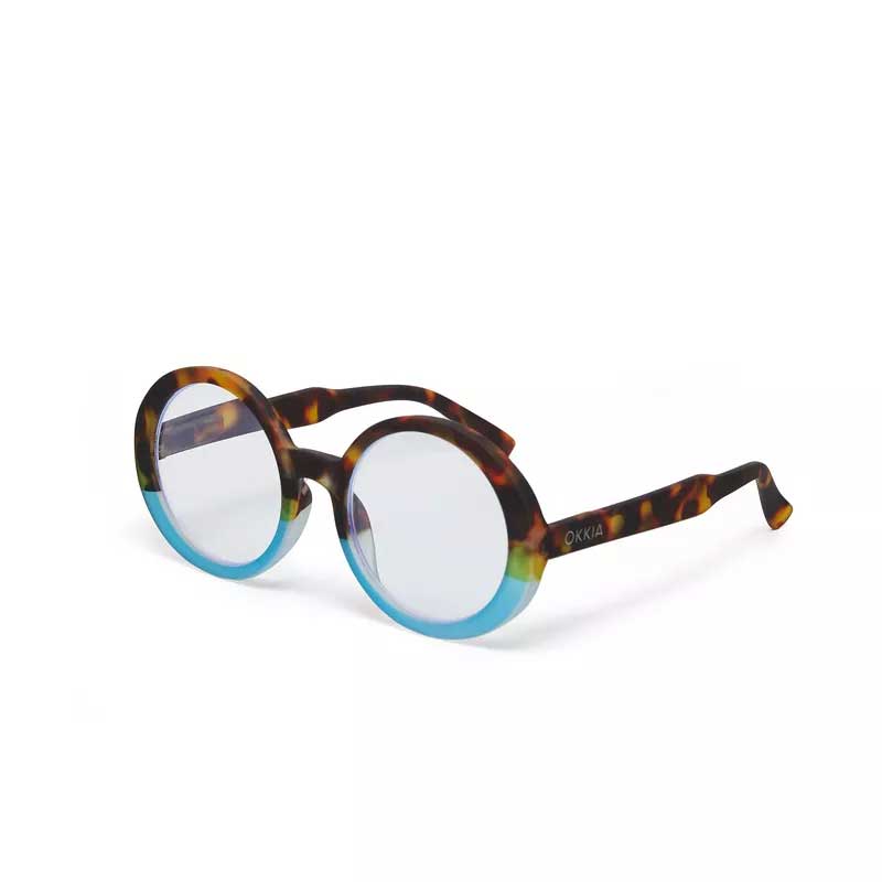 OCCHIALE DA LETTURA MODELLO LAURA COLORE HAVANA E BLU GRAD.+1.00 OKKIA