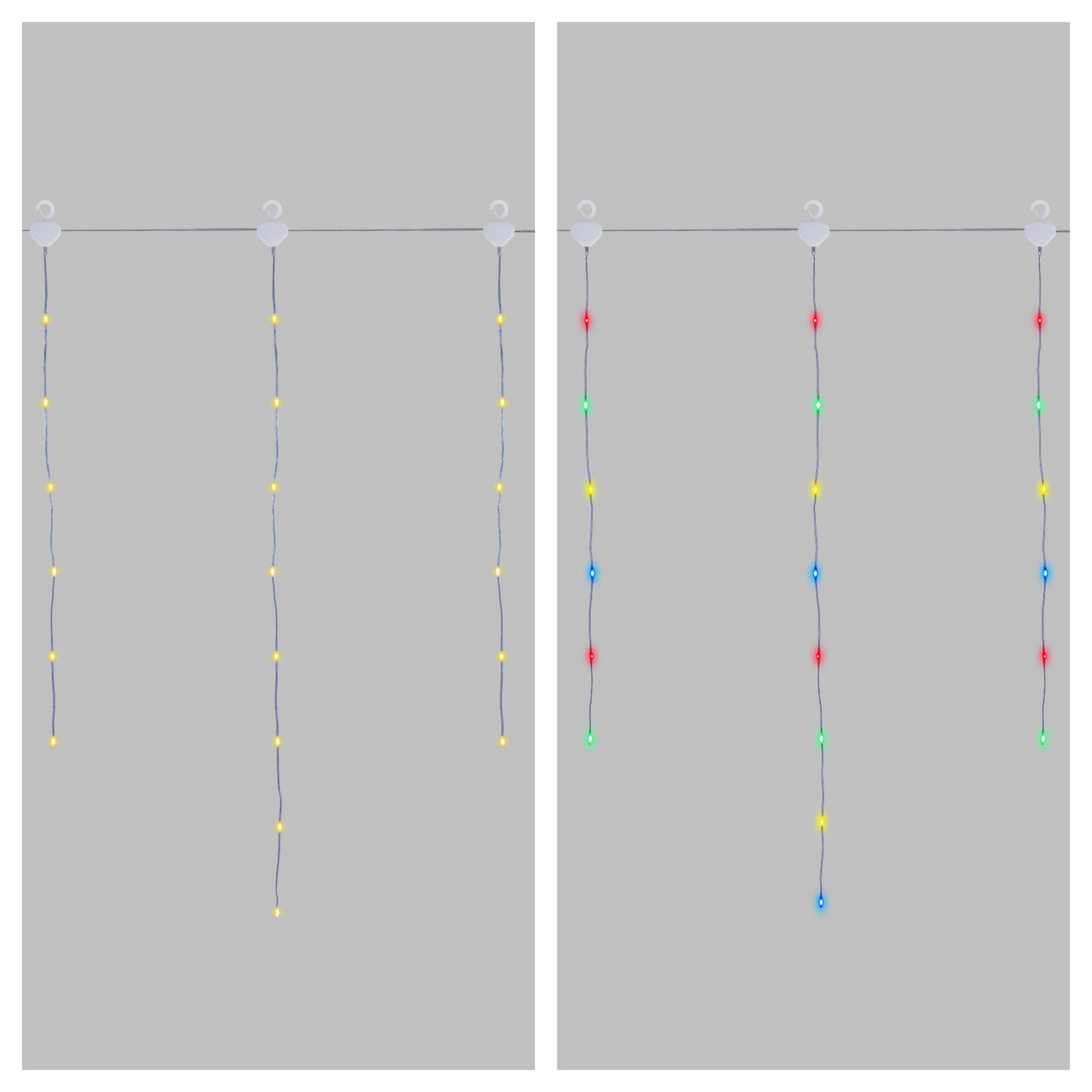 CASCATA LUMINOSA ICE LIGHT 500XH80CM 120 LED DUAL COLOR BIANCO CALDO/MULTI