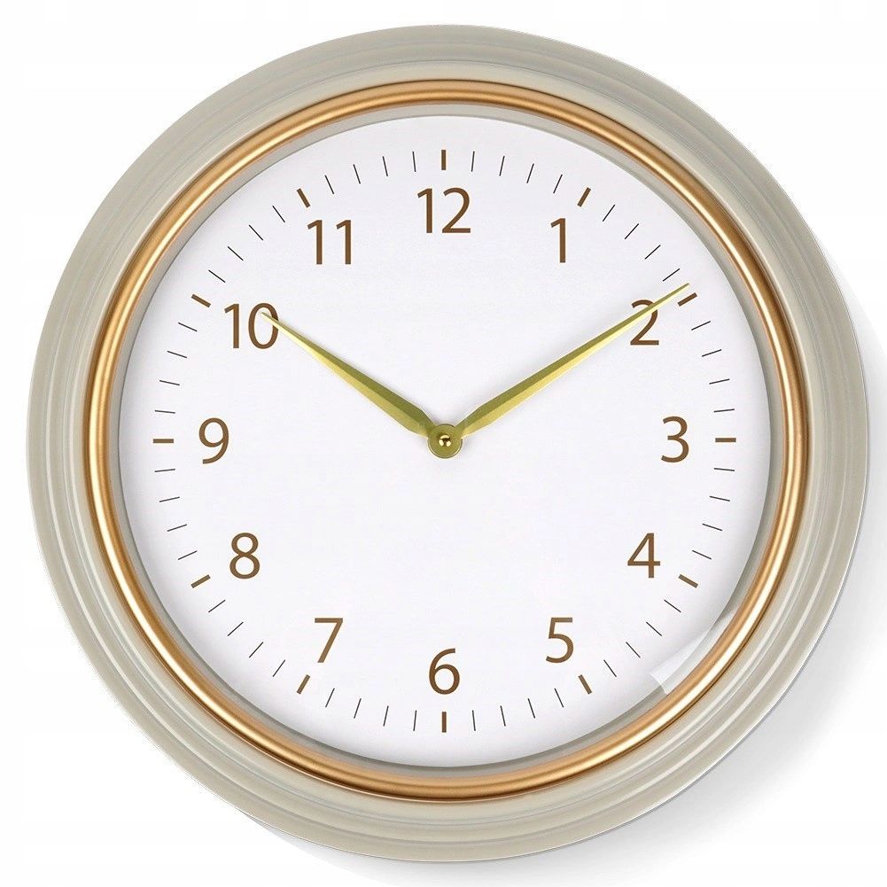 Orologio da parete rotondo D 50 cm, bianco e oro
