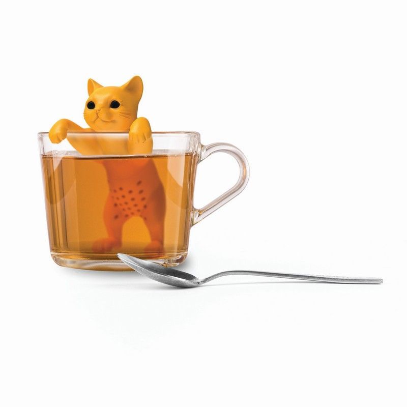 Infusore per Tè a Forma di Gatto in Silicone 3,7 x 5 x 9,4 cm - Arancione