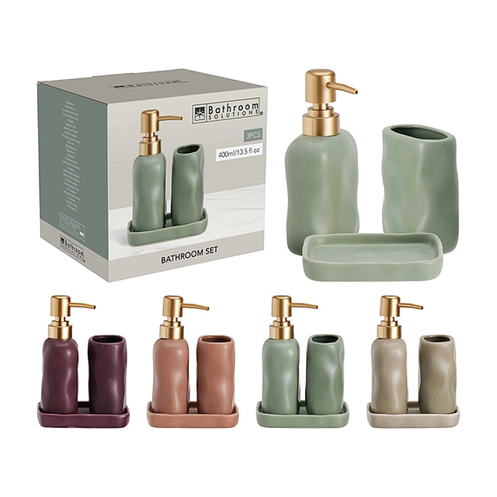 Set Accessori Bagno Ceramica 3 Pezzi  Colore Assortito