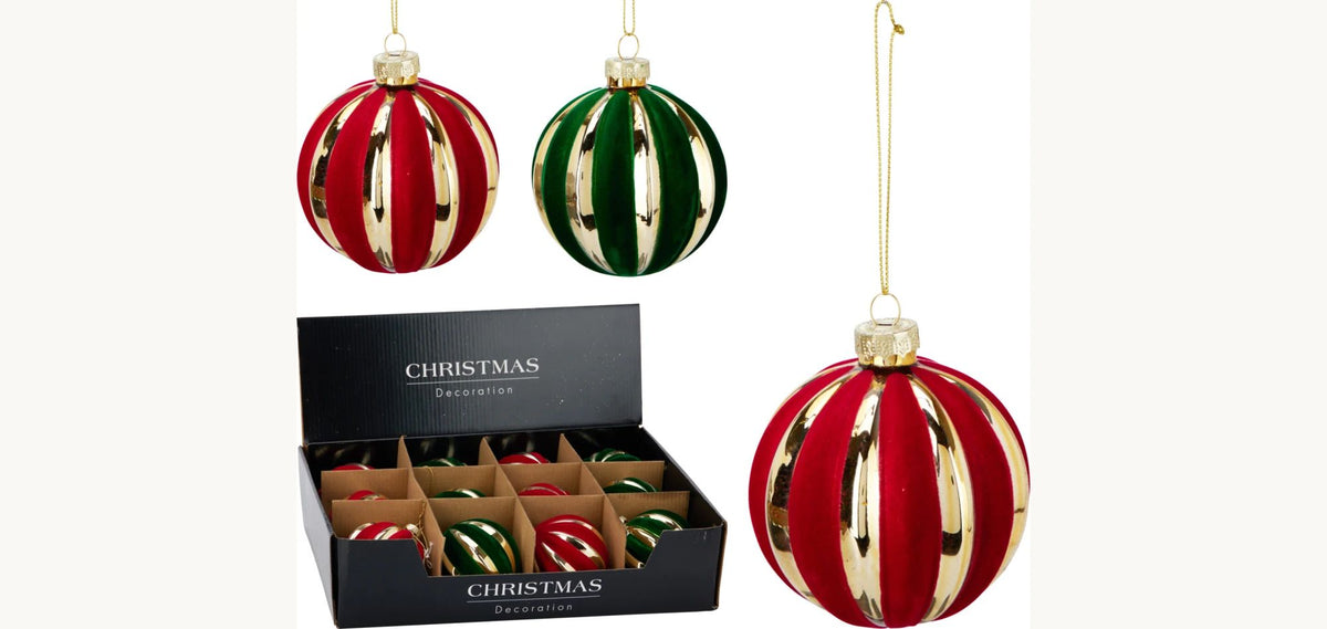Pallina di natale 8cm - rosso/verde colore assortito