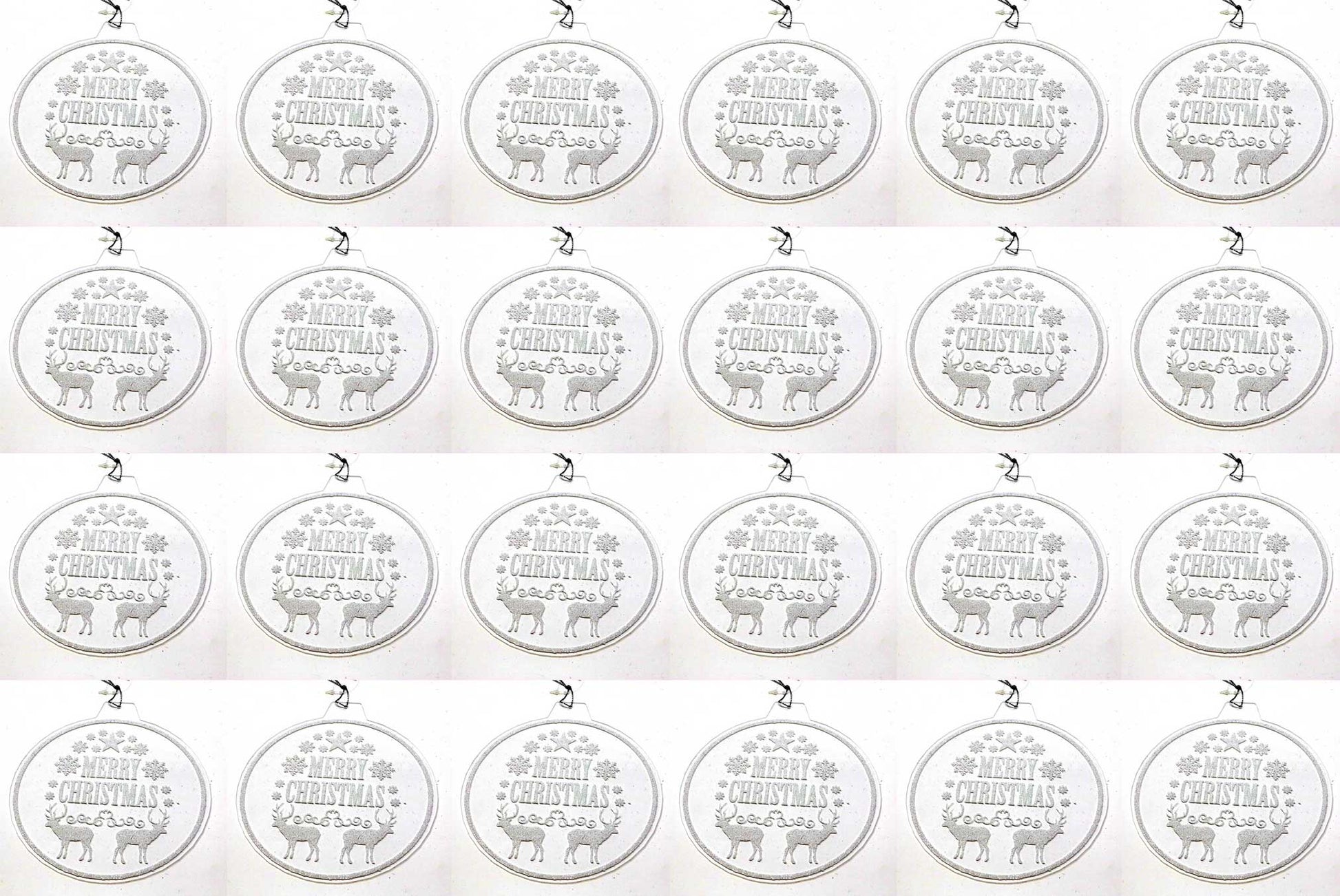 OFFERTA 24 DISCHI DECORATIVI APPENDIBILI CON SCRITTA XMAS 12CM