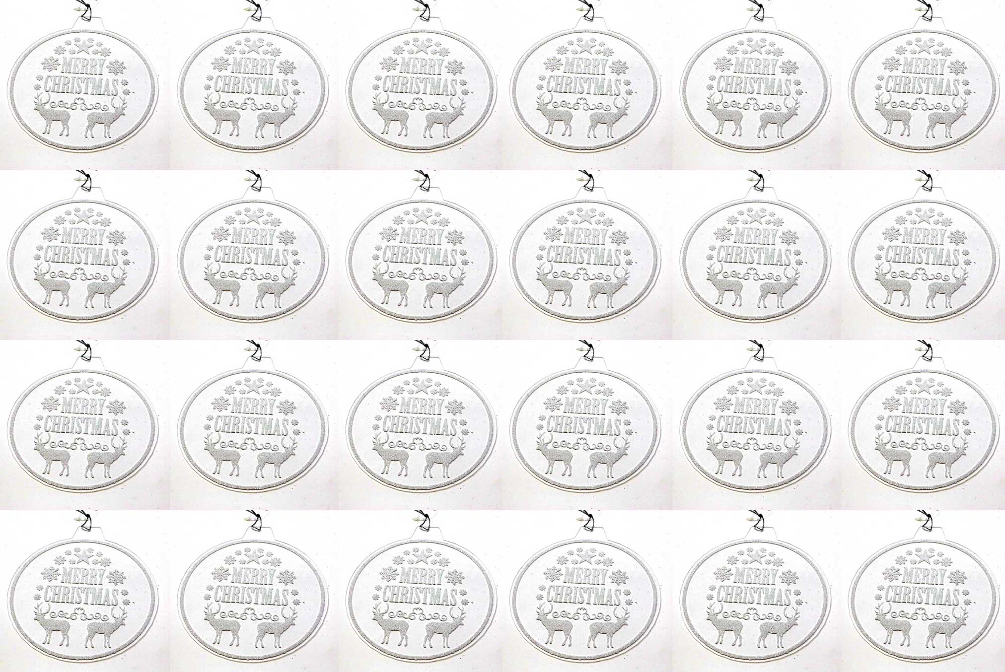 OFFERTA 24 DISCHI DECORATIVI APPENDIBILI CON SCRITTA XMAS 12CM
