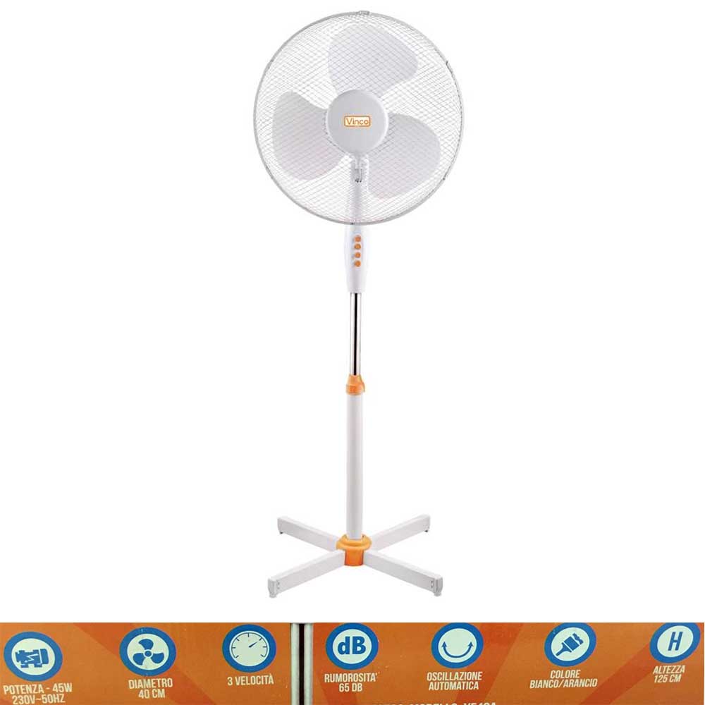 VENTILATORE A PIANTANA ALTEZZA 125CM REGOLABILE 3 VELOCITA'