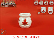 OFFERTA 3 PORTA TEALIGHT NATALIZI BIANCHI 7.5CM
