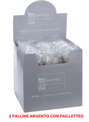 OFFERTA 2 PALLINE ARGENTO CON PAILLETTES 11CM
