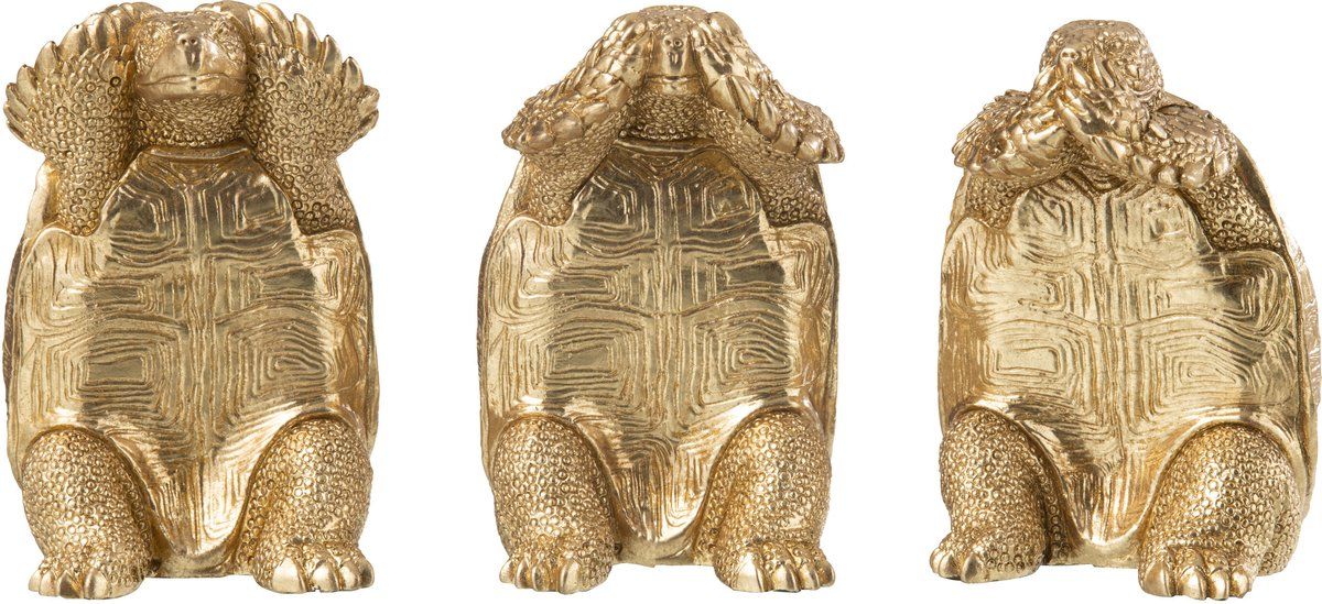 Statua Tartaruga "Non vedo, non sento, non parlo" ORO 11.5X9.5X14CM Assortito