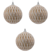 OFFERTA 3 PALLINE DI NATALE 8CM ORO CHIARO CON GLITTER