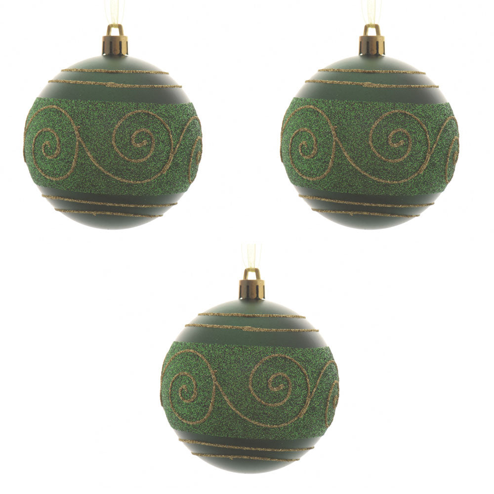 OFFERTA 3 PALLINE 8CM VERDE DECORATE