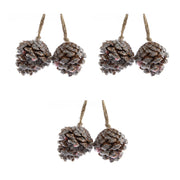 OFFERTA 6 PIGNE DA APPENDERE MARRONE GLITTER 6CM