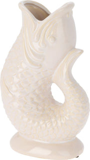 Vaso in ceramica Pesce a Bocca Aperta 16x9.7x26.5cm Bianco