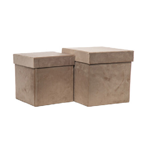 SET 2 SCATOLE RETTANGOLARI IN VELLUTO BEIGE