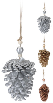 OFFERTA 3 PIGNE DECORATIVE APPENDIBILI 12CM ASSORTITE
