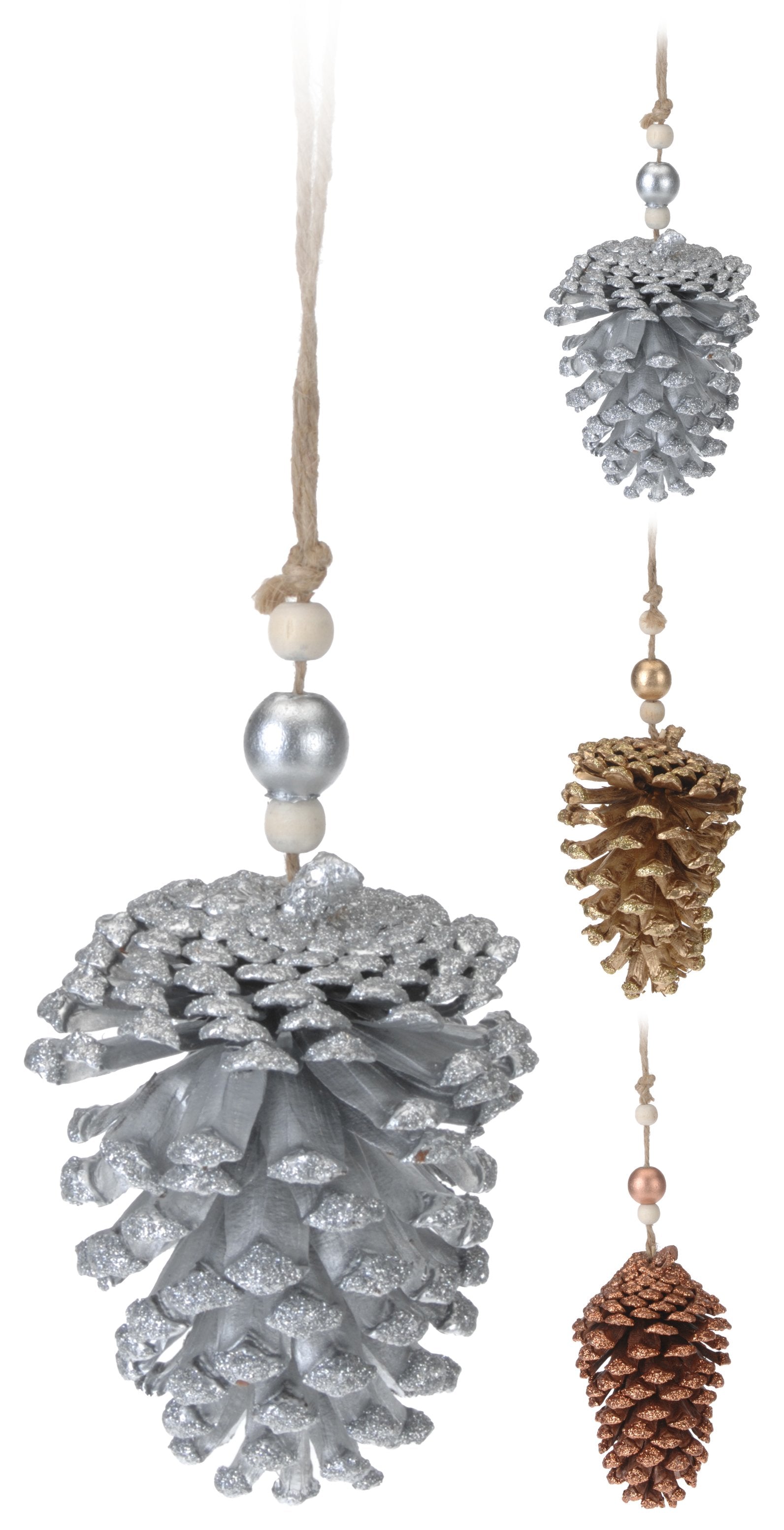 OFFERTA 3 PIGNE DECORATIVE APPENDIBILI 12CM ASSORTITE