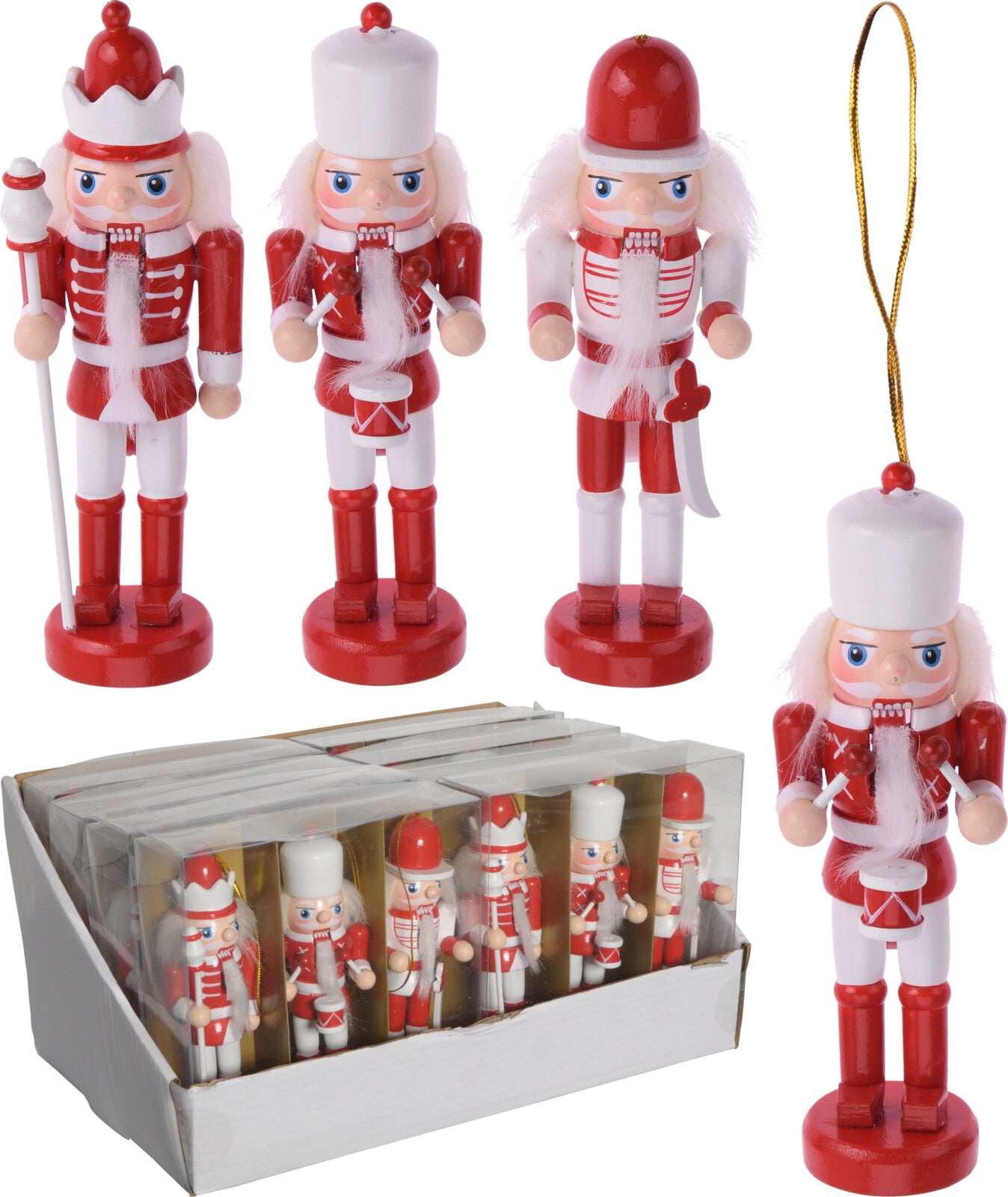 SCHIACCIANOCI DA APPENDERE SET 3PZ 12CM BIANCO/ROSSO
