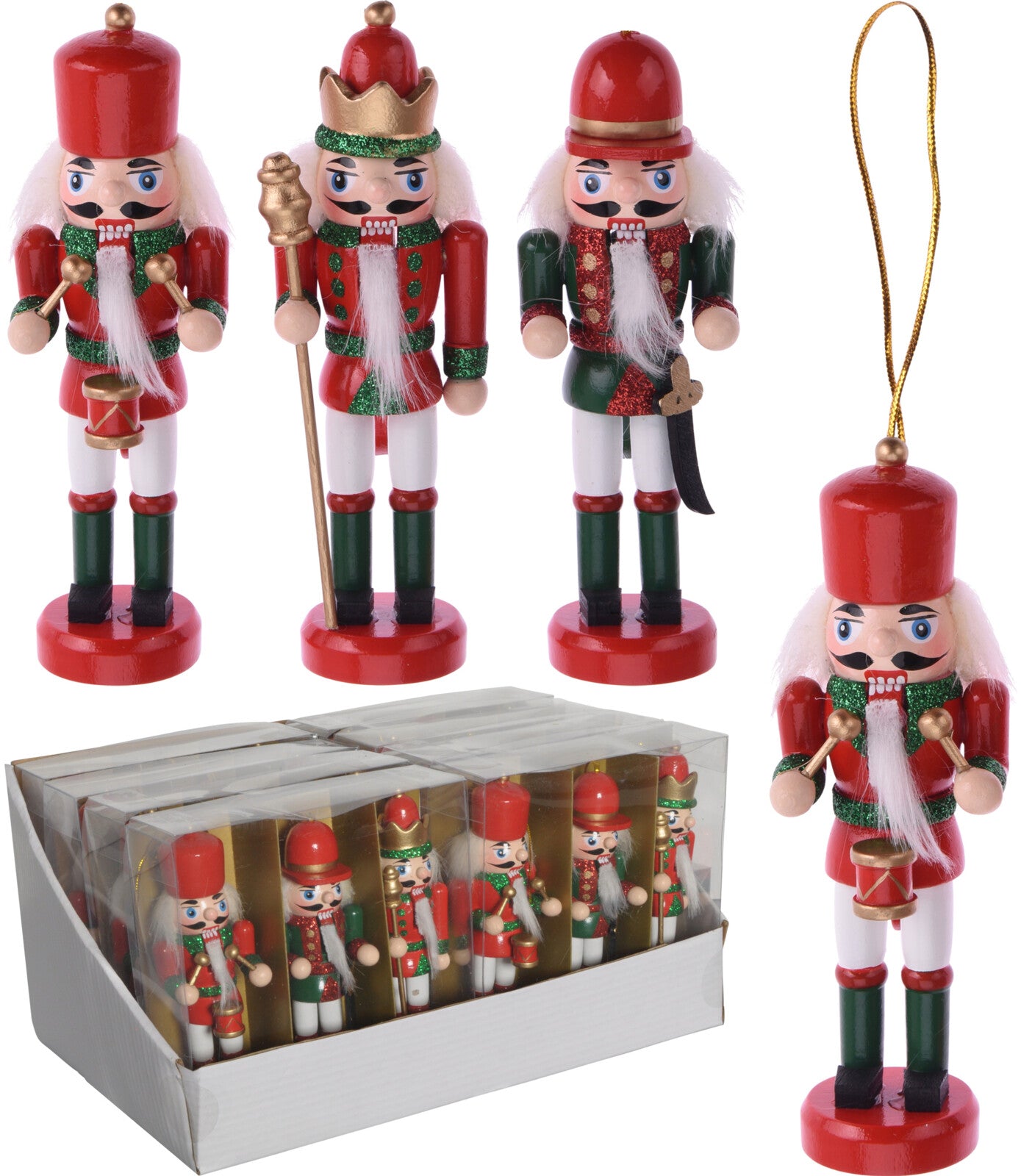 SCHIACCIANOCI DA APPENDERE SET 3PZ 12CM ROSSO/VERDE
