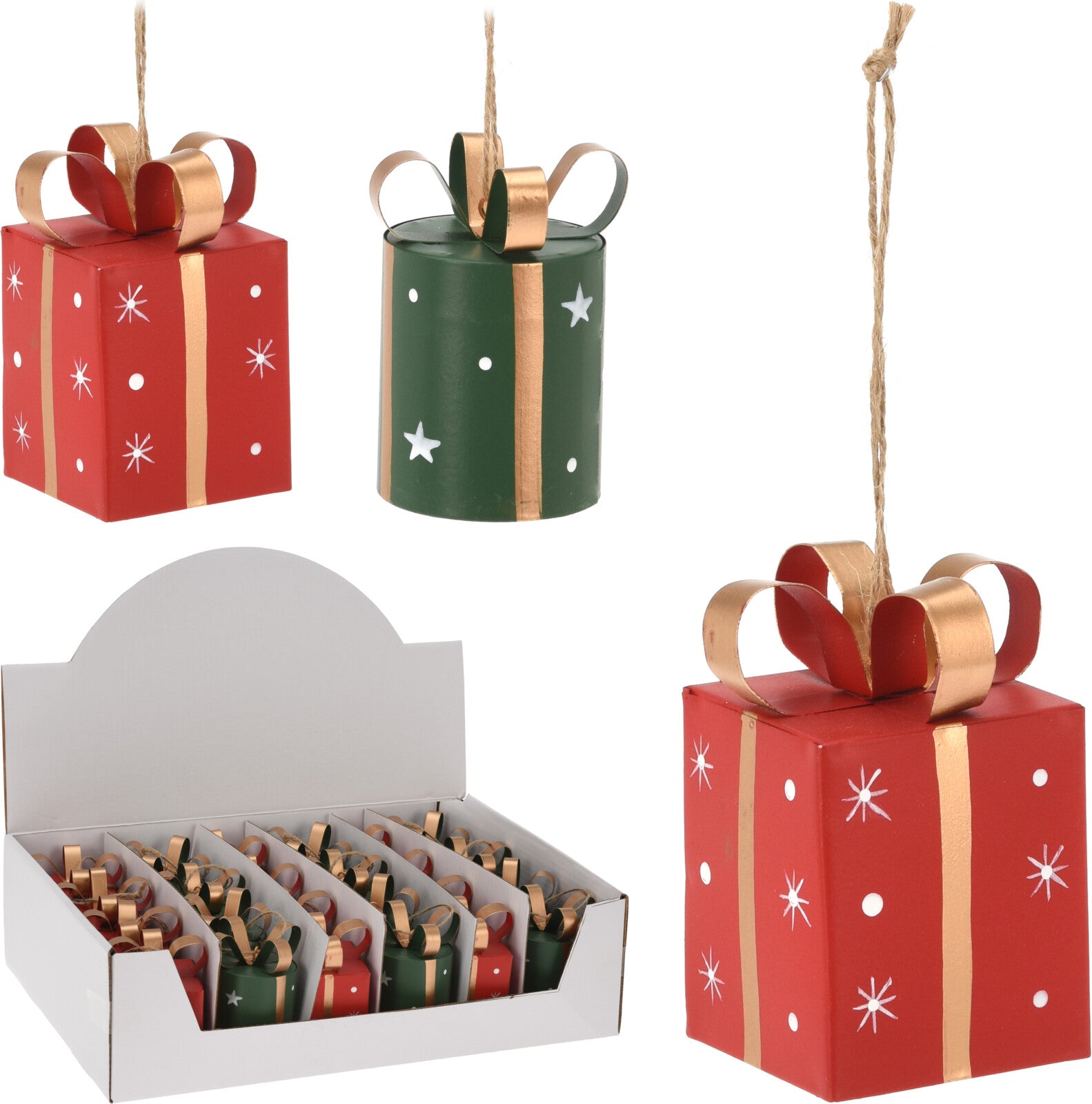 PENDENTE REGALO DI NATALE IN METALLO 8CM COLORE ASSORTITO