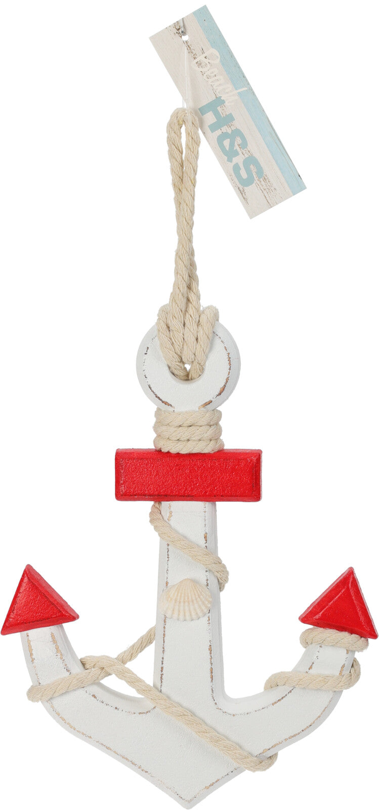 DECORAZIONE PENDENTE A FORMA DI ANCORA IN LEGNO 23CM