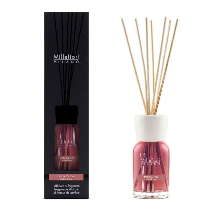 DIFFUSORE A BASTONCINI AMBRA & ROSA 250ML