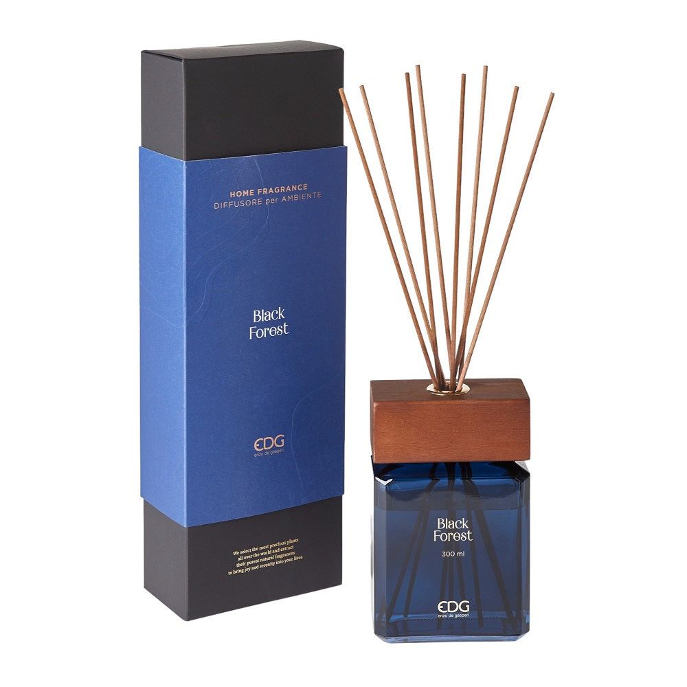 DIFFUSORE DI AROMI CON TAPPO IN LEGNO E BASTONCINI BLACK FOREST