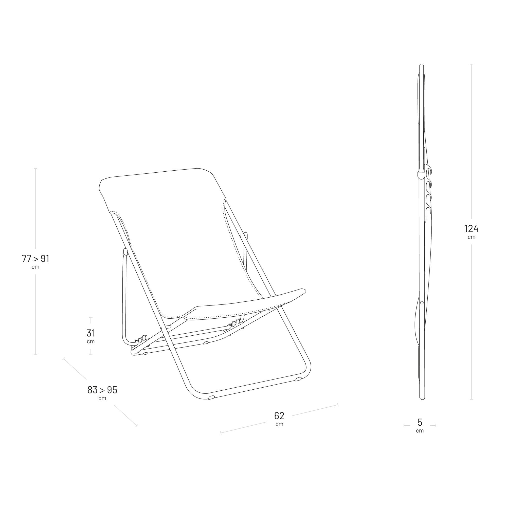 Chaise longue pliante multipositions Lafuma Maxi Transat, bleu océan, 58 cm