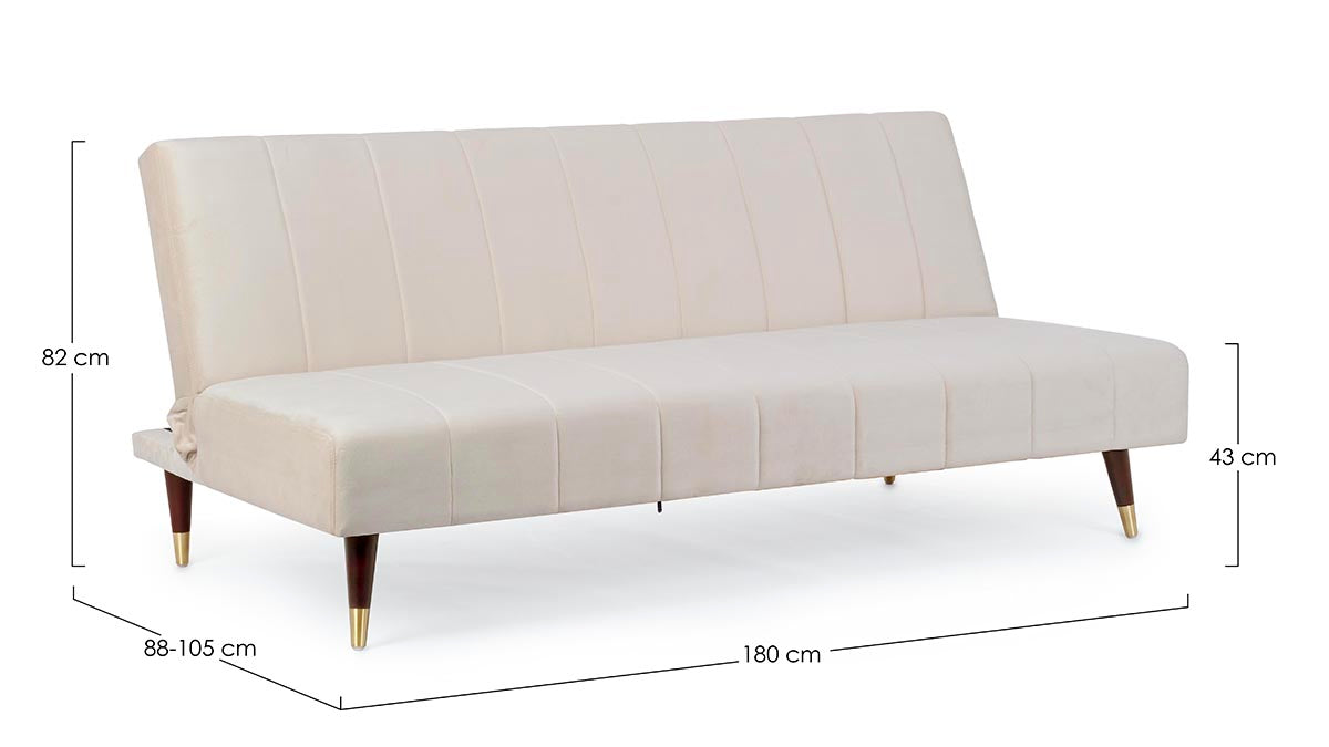 DIVANO-LETTO ALMA 3 POSTI BEIGE EFFETTO VELLUTO 180X88X82H CM