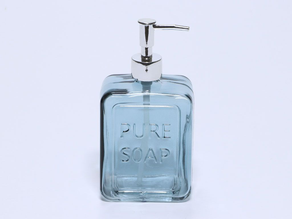 Dispenser sapone in vetro 500 ml, 10 x 6 x 19,5 cm, blu