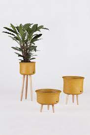 CESTINO ROTONDO C/PIEDI "UP LOW" MUSTARD