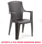 OFFERTA 5 POLTRONE EDEN 60X62X89 CM MARRONE