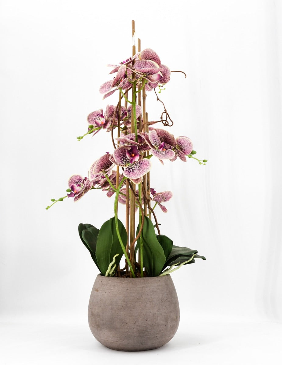 PHALAENOPSIS ORCHIDEA ARTIFICIALE 100CM CON VASO OVALE ROSA