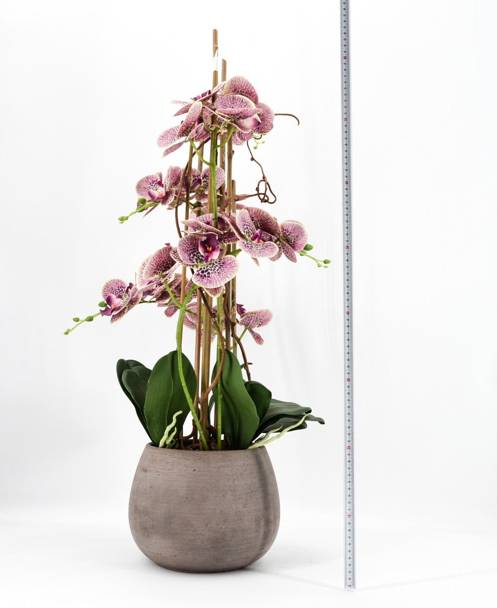 PHALAENOPSIS ORCHIDEA ARTIFICIALE 100CM CON VASO OVALE ROSA