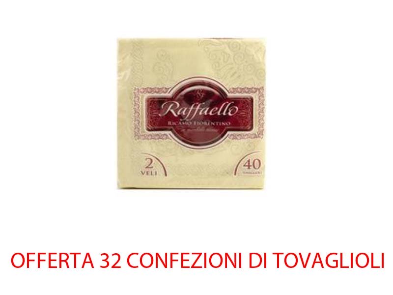OFFERTA 32 CONFEZIONI DA 40 TOVAGLIOLI CREMA CAD RAFFAELLO