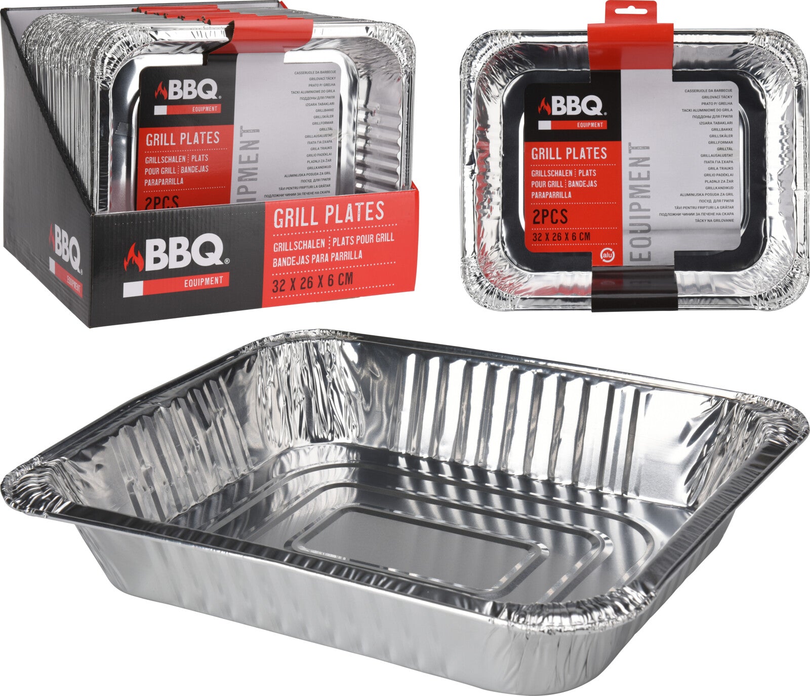 2 VASCHETTE GRILL BBQ IN ALLUMINIO 32X26CM