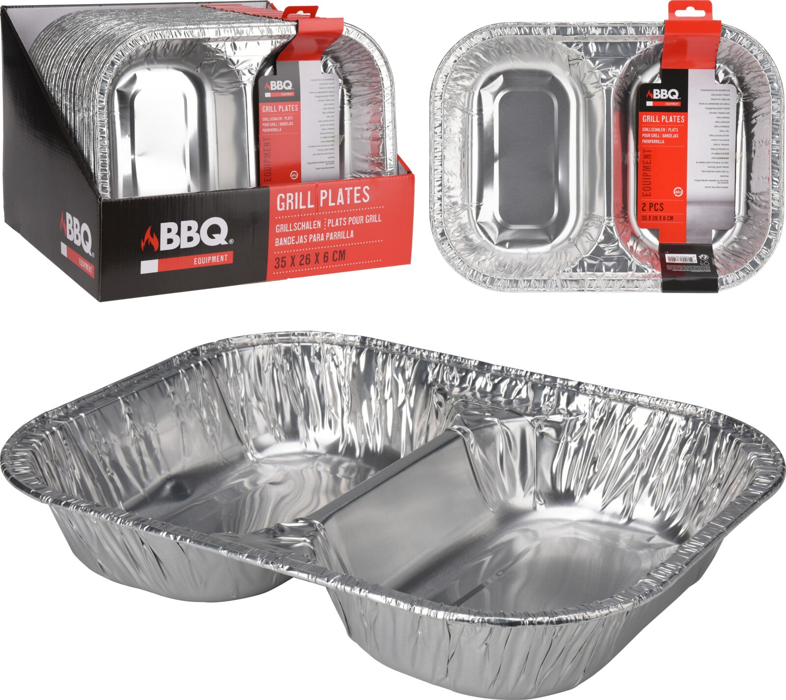2 VASSOI DOPPI GRILL BBQ IN ALLUMINIO 35CM