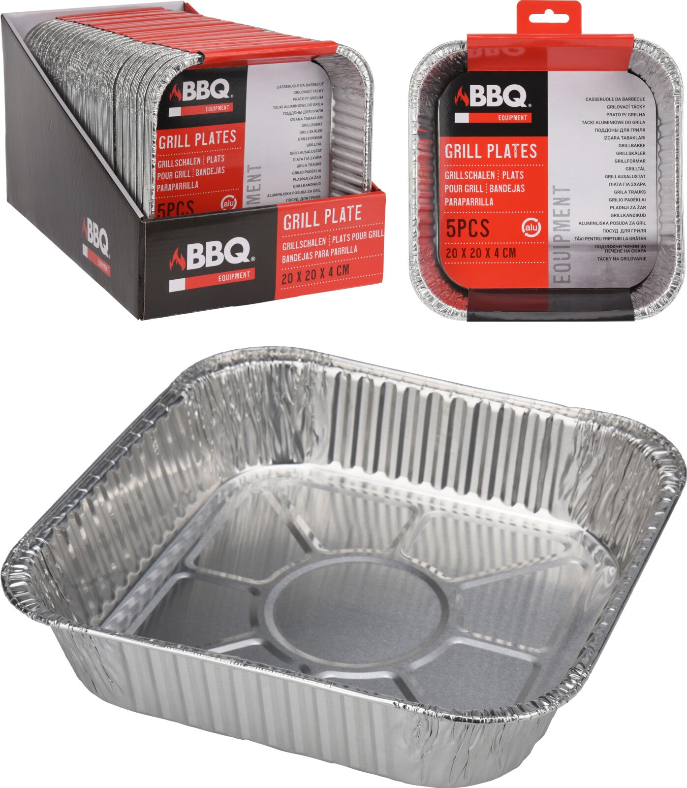 5 VASCHETTE BBQ GRILL IN ALLUMINIO 20X20CM