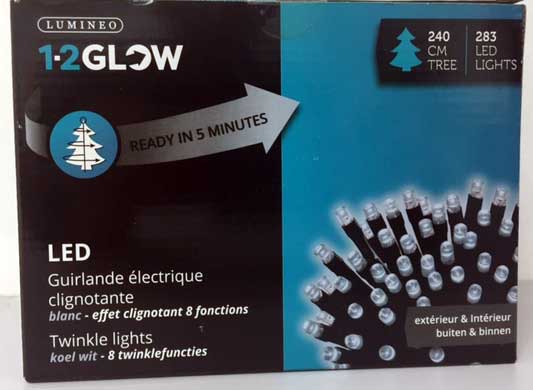 LUCI DI NATALE AVVOLGIBILI 283 LED BIANCO FREDDO PER ALBERO 240CM