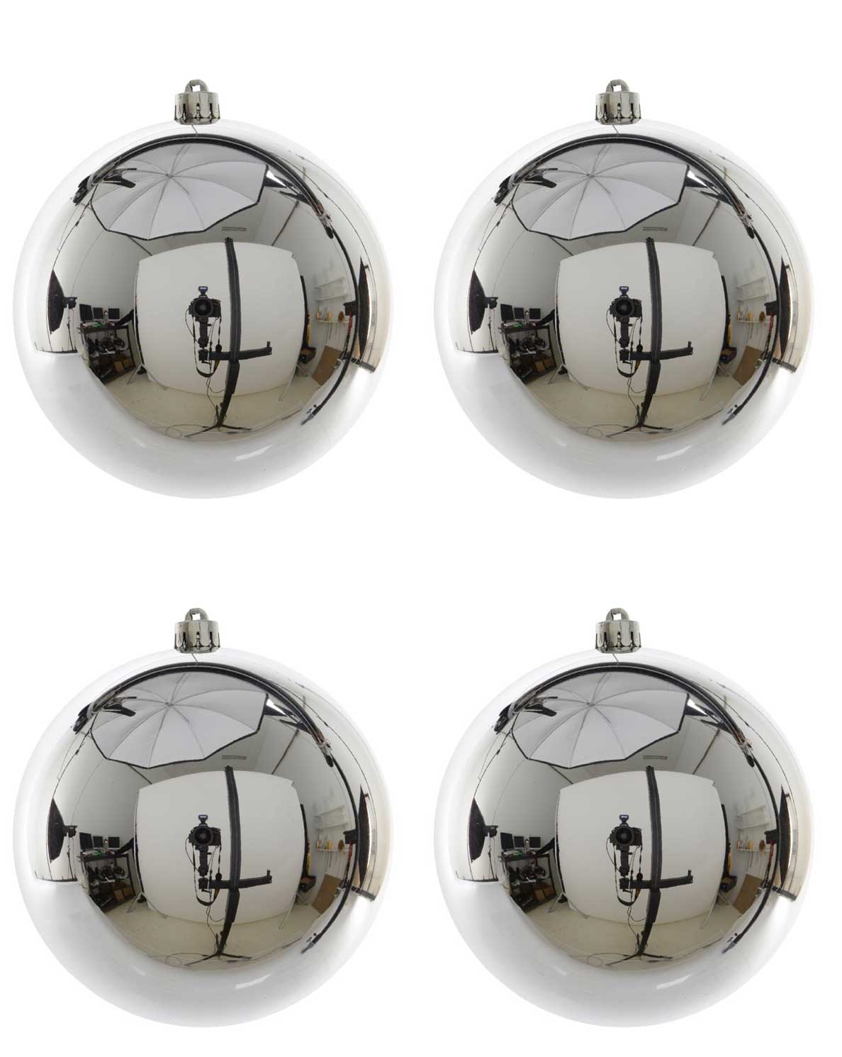 OFFERTA 4 PALLINE DI NATALE 25CM ARGENTO