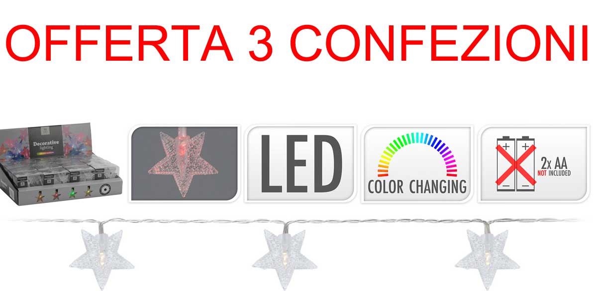 OFFERTA 3 CONFEZIONI 10 STELLE LED MULTICOLOR A BATTERIA