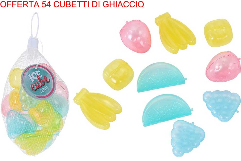OFFERTA 54 CUBETTI DI GHIACCIO FORMA DI FRUTTA PER BEVANDE DRINK COLORI ASSORTITI
