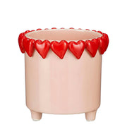 Mica Decorations Vaso rotondo con cuori D15,5 x H15,5 cm, rosa/rosso