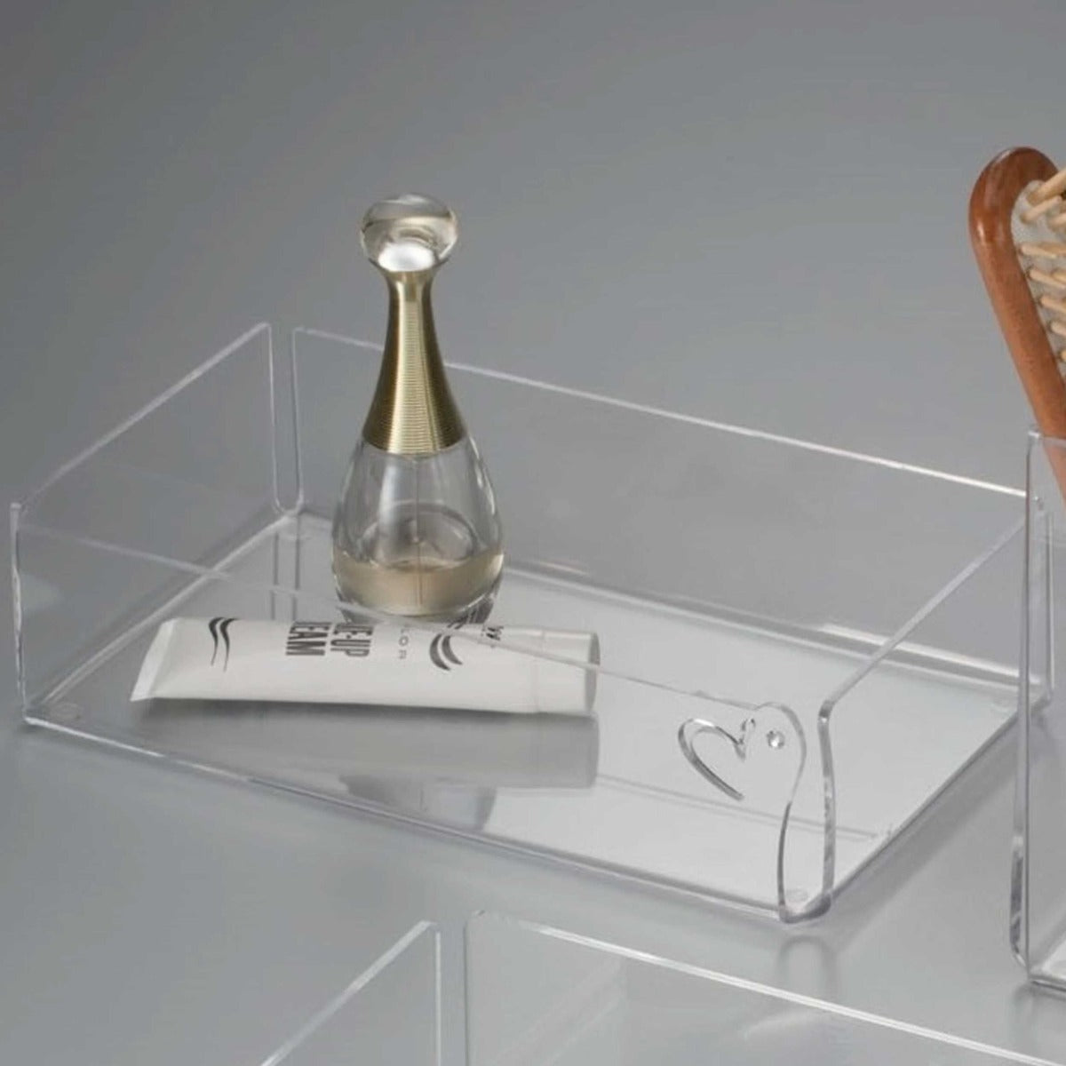 BEAUTY CONTENITORE PORTAOGGETTI PER BAGNO TRASPARENTE DIM. 19X11X6H CM