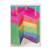 Ohh Deer Biglietto di auguri "Rainbow Cake Birthday" A6 (152 x 112 x 1,5 mm), grigio pastello/multicolore