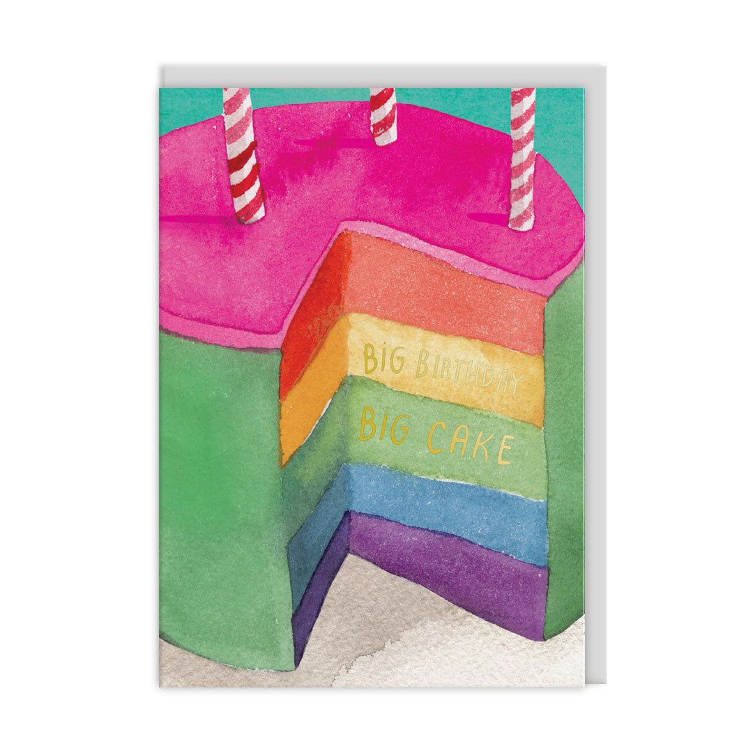 Ohh Deer Biglietto di auguri "Rainbow Cake Birthday" A6 (152 x 112 x 1,5 mm), grigio pastello/multicolore
